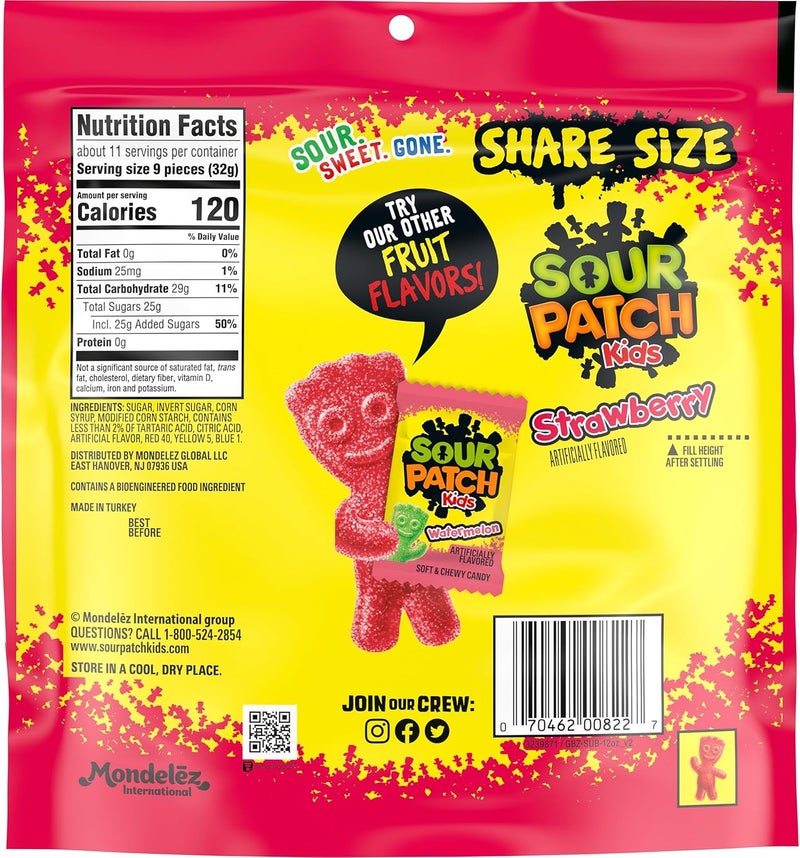 SOUR PATCH KIDS Strawberry Soft & Chewy Candy, Share Size - Image 3